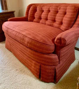 lot 165A image: Petite Vintage Deep Orange Loveseat