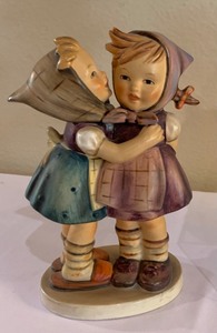 lot 167A image: Vintage Hummel Figurines Telling Her Secret, Boy With Toothache and Crossroads