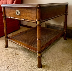 lot 168A image: Vintage Mid-Century End Table  Side Table with Brass Hardware