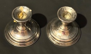 lot 45 image: Pair of Vintage Watrous Sterling Silver Candle Holders