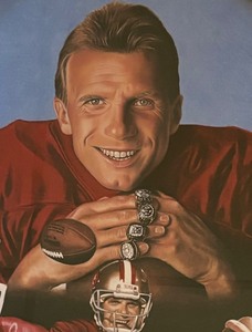 lot 381 image: Limited Edition Autographed Joe Montana San Fransisco 49ers Football Print