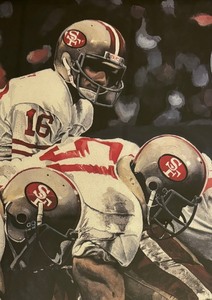 lot 59C image: Limited Edition Autographed Joe Montana San Fransisco 49ers Football Print by Joe Lee