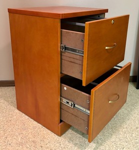 lot 423 image: Two Drawer Wooden File Cabinet