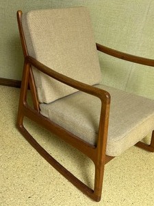 lot 388 image: Vintage Mid Century Modern Danish France & Son Teak Rocking Chair