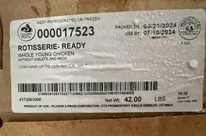 K. 42lbs Rotiesserie Ready Whole Young Chickens