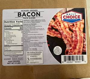D. 6lbs Thick Sliced Hickory Smoked Bacon