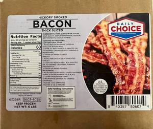 D. 6lbs Thick Sliced Hickory Smoked Bacon