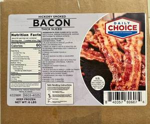 D. 6lbs Thick Sliced Hickory Smoked Bacon