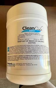 12x 1lb 9oz Canisters Clean Cide Germicidal Wipes