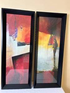 Set of 2 Framed, Abstract Contemporary Wall Art
