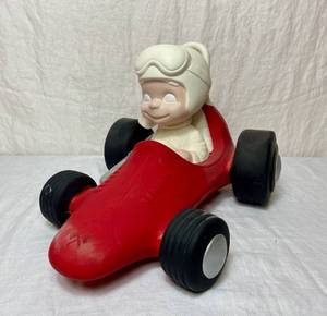 Unfinished Handpainted Vintage Atlantic Mold Ceramic Smiley Boy Derby Race Car