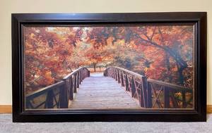 Framed Landscape Fall Foliage and Footbridge Picture