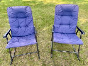 Pair of Foldable Rocking Outdoor Chairs with Backrest & Armrest