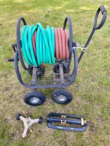 Heavy Duty Garden Hose Reel, Hose and Sprinklers