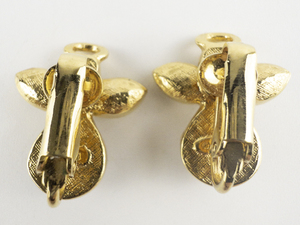 lot 40 image: AVON Rhinestone & Pearl Angel gold Plated Base Metal Clip-On Earrings .