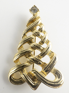 lot 116 image: AVON Christmas Tree With Rhinestone Star gold Plated Base Metal Brooch .