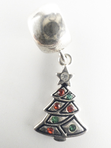 lot 119 image: IBB (Italy) Christmas Tree Rhinestone Sterling Silver Pendant Or Charm.