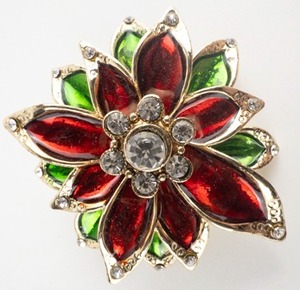 lot 9 image: Monet Vintage Poinsettia Base Metal Brooch .