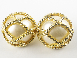 lot 22 image: JOAN RIVERS&nbspFestive Simulated Pearl Gold Tone Base Metal Post Back Pierced Earrings.