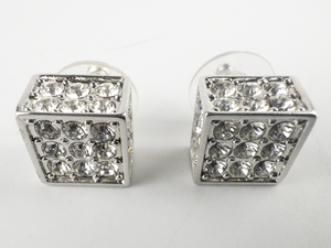 lot 26 image: JOAN RIVERS&nbspIcy Square Rhinestone silver Tone Base Metal Pierced Earrings .