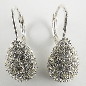 lot 27 image: JOAN RIVERS&nbspFestive Rhinestone Drop Silver Tone Base Metal Hinged Wire Earrings.
