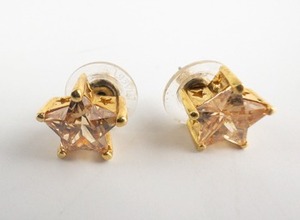 lot 28 image: JOAN RIVERS&nbspChampaign Cz Star Cut gold Tone Base Metal Stud Earrings .