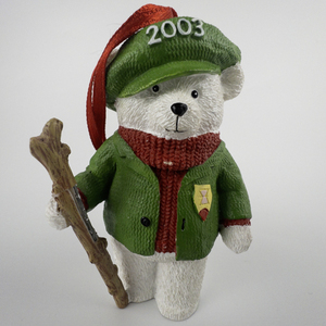 lot 74 image: Dayton Hudsons  2003 Santa Bear Travel Bear Ornament .