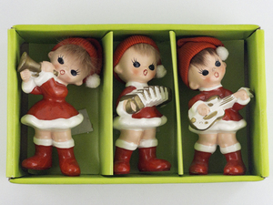 lot 13 image: NAPCO Vintage Set of 3 Musical Christmas Pixie Elves