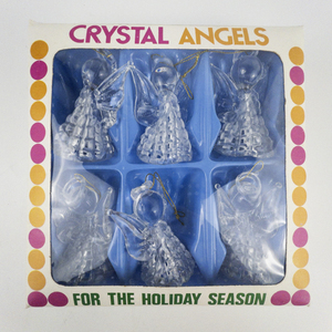 lot 176 image: Vintage 1965 Six Crystal Plastic Christmas Ornaments in Original Box
