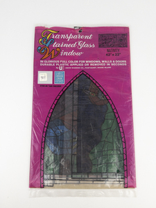 lot 180 image: Vintage Set of Three Nativity Transparent Stained Glass Window Clings