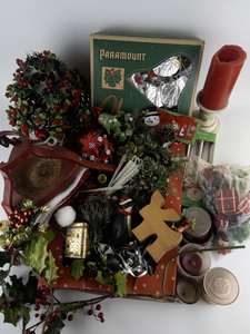 lot 194 image: Large Christmas Lot Vintage Tree Stand, Candles, Decorations & More