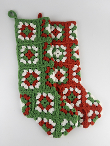 lot 198 image: Set of Two Hand Crocheted Red, White, & Green X-Mas Stockings