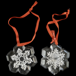 lot 153 image: Set of Two Lenox Optic Christmas Snowflake Ornaments