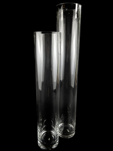 lot 226 image: Pair of Tall 20 & 23.5 inch Cylinder Vases - For Flowers or Fill with Decor