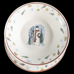 lot 228 image: 2003 Set of 12 Snowman Christmas Dishes. 4 Bowls, 4 Salad Plates, 4 Dinner Plates