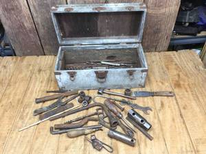 lot 131 image: Antique Toolbox with Old Tools
