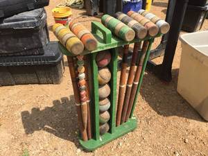 lot 143 image: Vintage Wooden Croquet Set