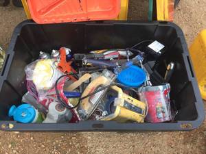 lot 191 image: Large Tote with Painting - Drywall Supplies