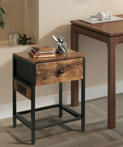lot 338 image: Behost Nightstand with Drawer, End Side Table with Charging Station