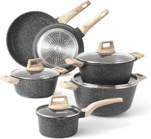 lot 339 image: Carote Nonstick Granite Cookware Sets 10 Pcs Stone Cookware Set