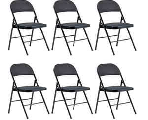 lot 56 image: 6PCS Black Folding Chairs with Padded Cushion and Back for Outdoor Indoor Portable Stackable