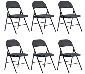 lot 57 image: 6PCS Black Folding Chairs with Padded Cushion and Back for Outdoor Indoor Portable Stackable
