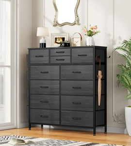 lot 59 image: GIKPAL Black Dresser with 12 Drawer, Dressers for Bedroom Tall Dresser Chest of Drawers Fabric Storage Dresser for Living Room