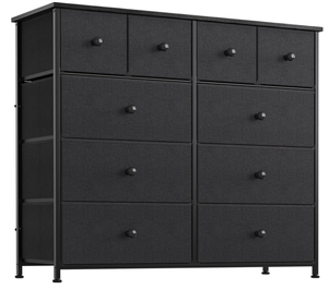 lot 114 image: REAHOME 10 Drawer Dresser for Bedroom Fabric Storage Tower Wide Black Dresser