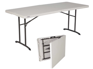 lot 124 image: Lifetime 6 Rectangle Fold-in-Half Table, IndoorOutdoor Commercial Grade