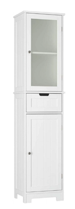 lot 126 image: Homfa Bathroom Storage Cabinet, White Linen Cabinet, Narrow Tall Cabinet Storage Tower with Door and Drawer