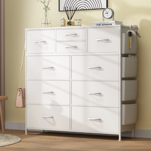 lot 217 image: GIKPAL 10 Drawer Dresser, Chest of Drawers for Bedroom with Side Pockets and Hooks