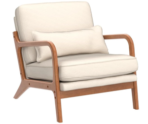 lot 228 image: JOYBASE Lounge Accent chair, Mid Century Modern Chair, Arm Chair, Wood Frame Armchair for Living Room