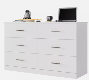 lot 437 image: Homfa FMD-148 6-Drawer Modern Wooden Chest Of Drawers With Metal Handles