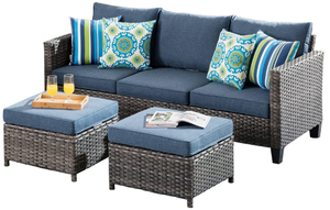 lot 451 image: 3PCS Ovios Patio Sofa Outdoor Furniture 3 Pieces Patio Furniture Set Sectional Set All Weather